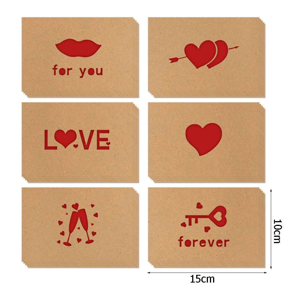 Tarjetas de regalo de amor, papel Kraft rojo, invitación, boda, feliz día de San Valentín, tarjeta de felicitación, festival, fiesta, suministros, decoración, mixto