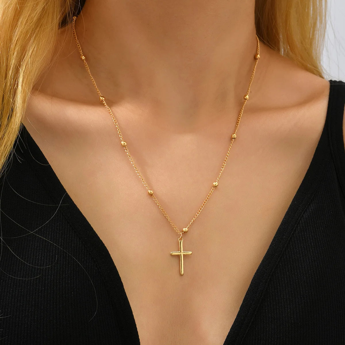 Nuevo collar de cruz de plata de ley 925