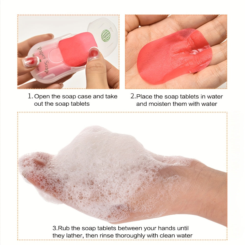 Jabón de Papel Portátil para Viajes al Aire Libre, Hojas de Jabón Desechables, 50 Hojas por Caja - Paquete de 6 Cajas