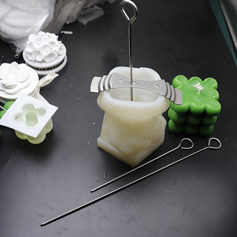 4 mechas de acero inoxidable para velas (2 tamaños diferentes), agujas de precisión resistentes.