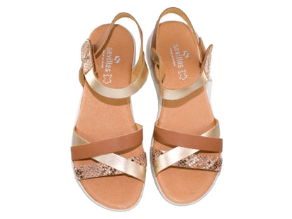 SANDALIA CAIRON LAMINADA PLANTA GEL PIEL CUERO MODELO 382