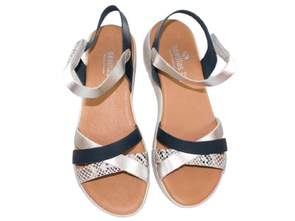 SANDALIA CAIRON LAMINADA PLANTA GEL PIEL NEGRO MODELO 382