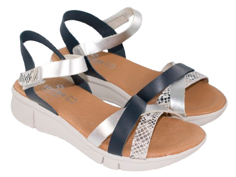 SANDALIA CAIRON LAMINADA PLANTA GEL PIEL NEGRO MODELO 382