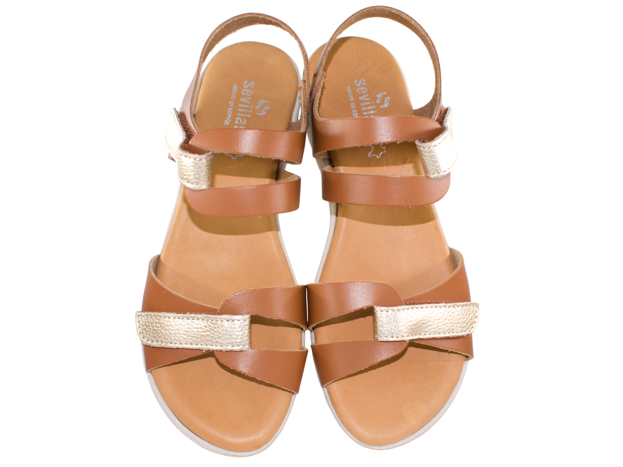 SANDALIA PIEL DOS VELCROS PLANTA GEL PIEL CUERO