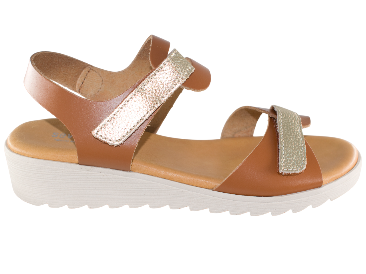 SANDALIA PIEL DOS VELCROS PLANTA GEL PIEL CUERO