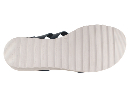 SANDALIA PIEL DOS VELCROS PLANTA GEL PIEL MARINO