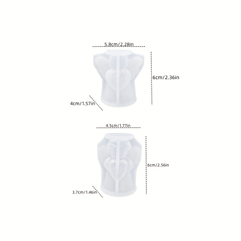 Moldes de silicona y resina para diseños de ángeles con forma de corazón en 3D, moldes para hacer velas, adornos navideños con 2 estilos para elegir.