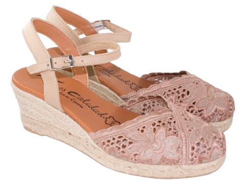 SANDALIA PULSERA BANDA 2A PLANTA PIEL GEL CUÑA YUTE 4C CAMEL