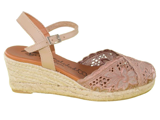 SANDALIA PULSERA BANDA 2A PLANTA PIEL GEL CUÑA YUTE 4C CAMEL