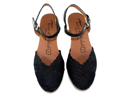 SANDALIA PULSERA BANDA 2 PLTA. PIEL GEL CUÑA YUTE 4C. NEGRO