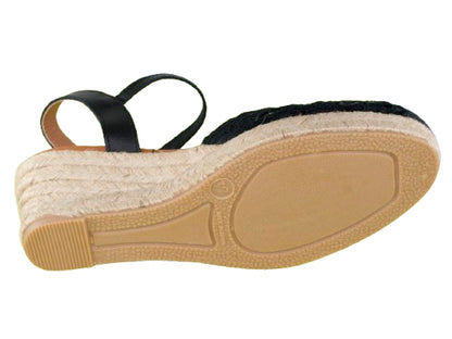 SANDALIA PULSERA BANDA 2 PLTA. PIEL GEL CUÑA YUTE 4C. NEGRO