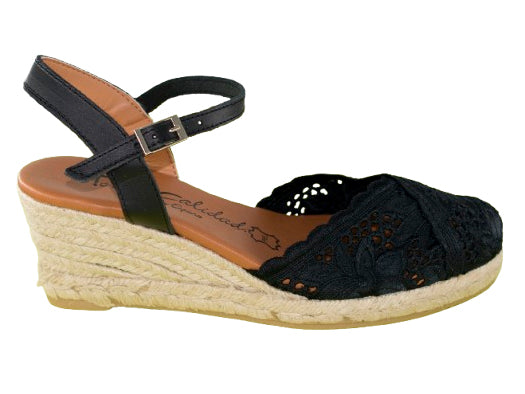 SANDALIA PULSERA BANDA 2 PLTA. PIEL GEL CUÑA YUTE 4C. NEGRO