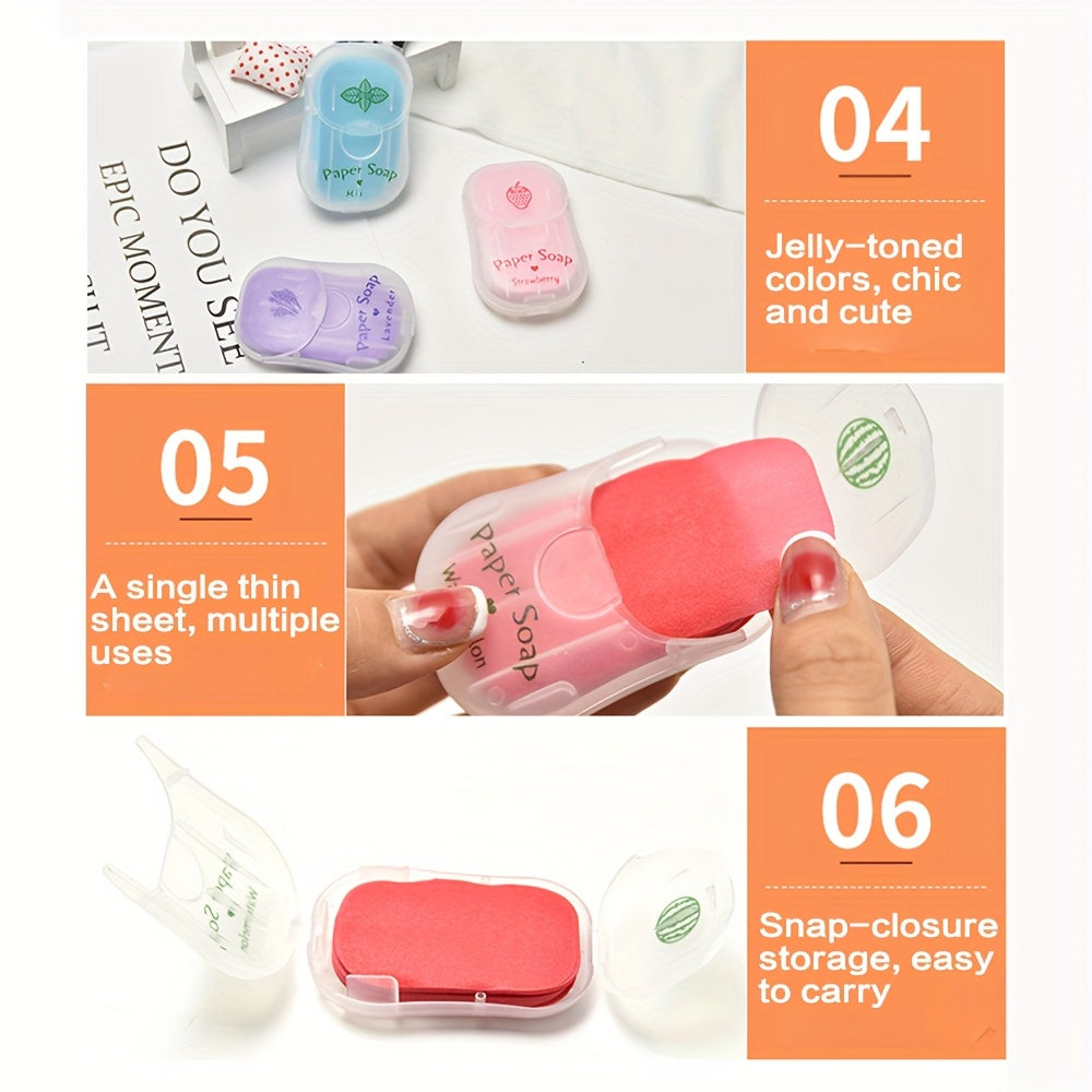 Jabón de Papel Portátil para Viajes al Aire Libre, Hojas de Jabón Desechables, 50 Hojas por Caja - Paquete de 6 Cajas