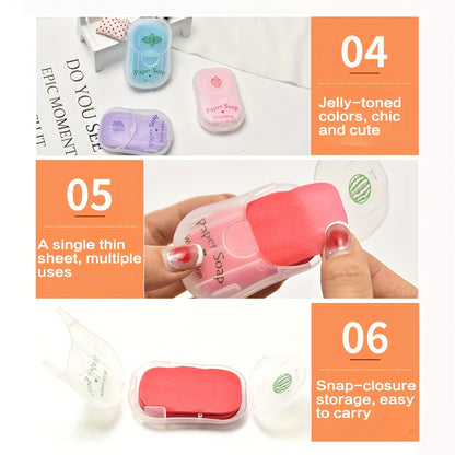 Jabón de Papel Portátil para Viajes al Aire Libre, Hojas de Jabón Desechables, 50 Hojas por Caja - Paquete de 6 Cajas