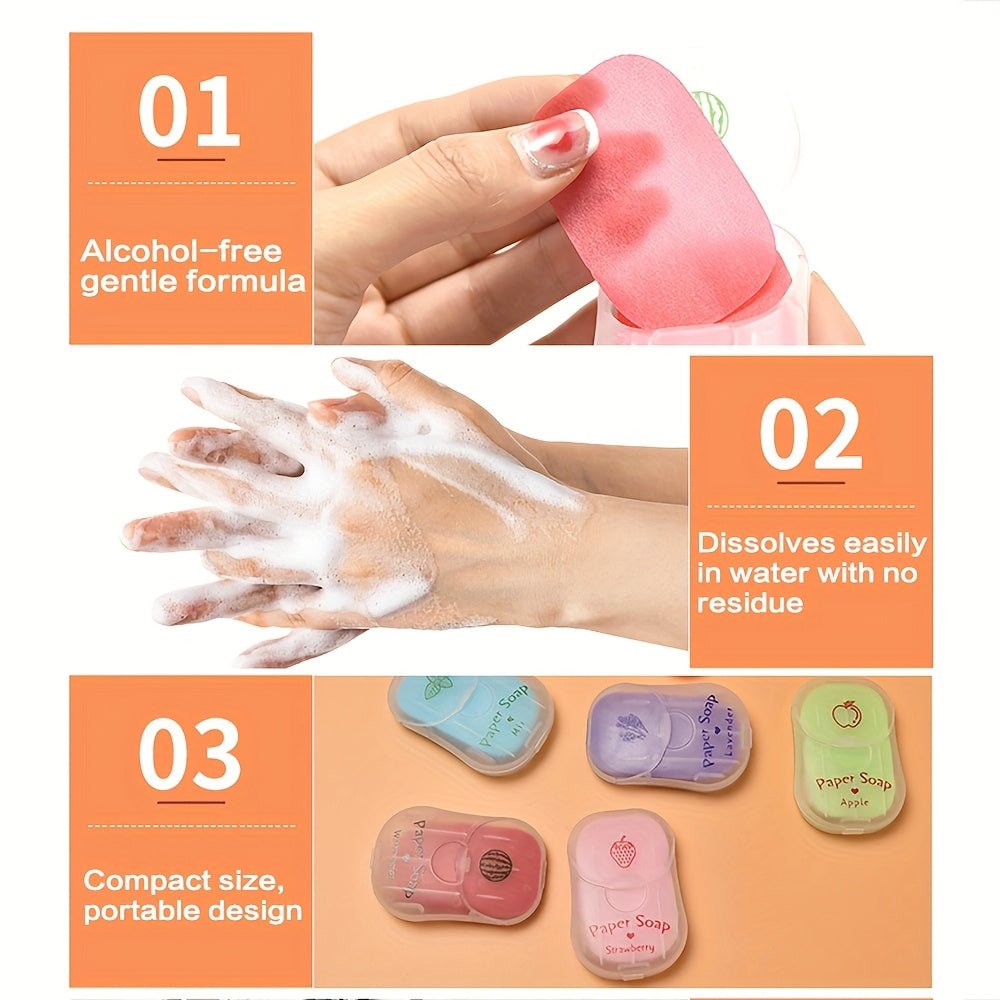 Jabón de Papel Portátil para Viajes al Aire Libre, Hojas de Jabón Desechables, 50 Hojas por Caja - Paquete de 6 Cajas
