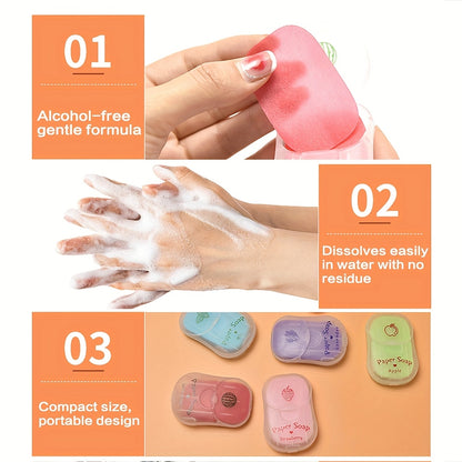 Jabón de Papel Portátil para Viajes al Aire Libre, Hojas de Jabón Desechables, 50 Hojas por Caja - Paquete de 6 Cajas
