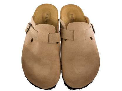 ZUECO BIO PIEL SERRAJE HEBILLA ARENA