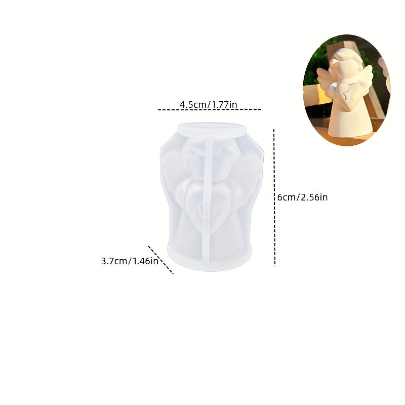 Moldes de silicona y resina para diseños de ángeles con forma de corazón en 3D, moldes para hacer velas, adornos navideños con 2 estilos para elegir.