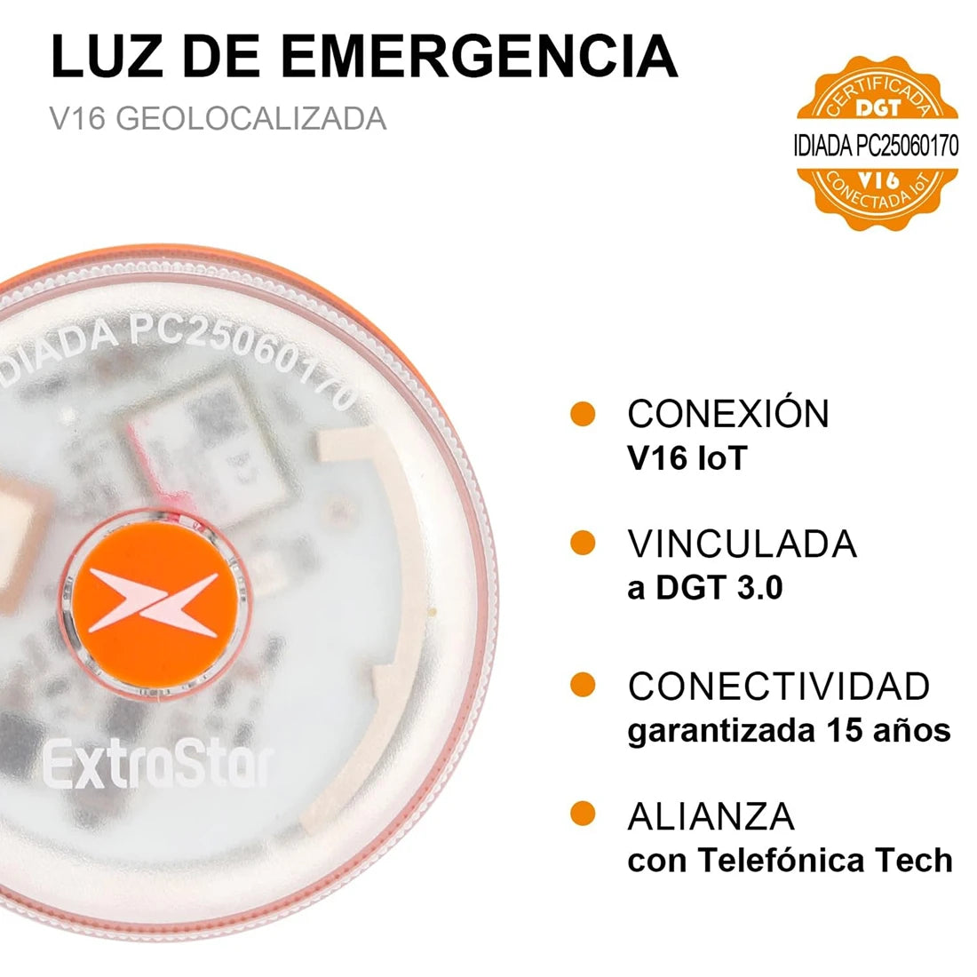 Baliza V16 Homologada DGT con Geolocalización y Señal LED 360º de Alta Intensidad para Máxima Seguridad en Carretera durante Averías, Paradas o Emergencias con Base Imantada.