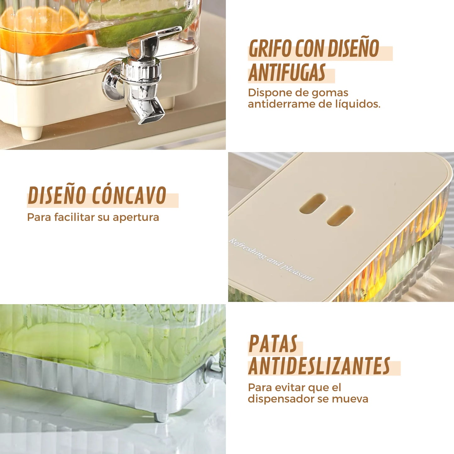 Dispensador de bebidas Xokotaki con grifo y capacidad de 5,3 l. Jarra de agua para refrigerador con dispensador. Contenedor para bebidas para refrigerador. Dispensador de agua con grifo.