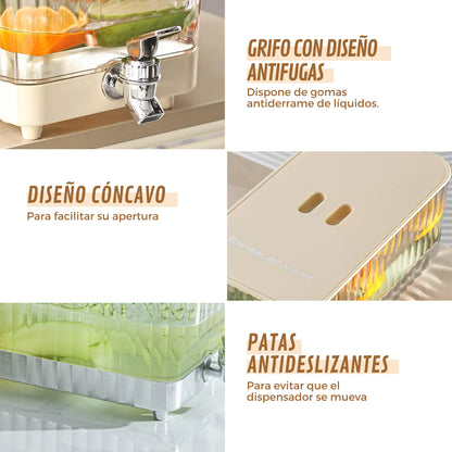 Dispensador de bebidas Xokotaki con grifo y capacidad de 5,3 l. Jarra de agua para refrigerador con dispensador. Contenedor para bebidas para refrigerador. Dispensador de agua con grifo.