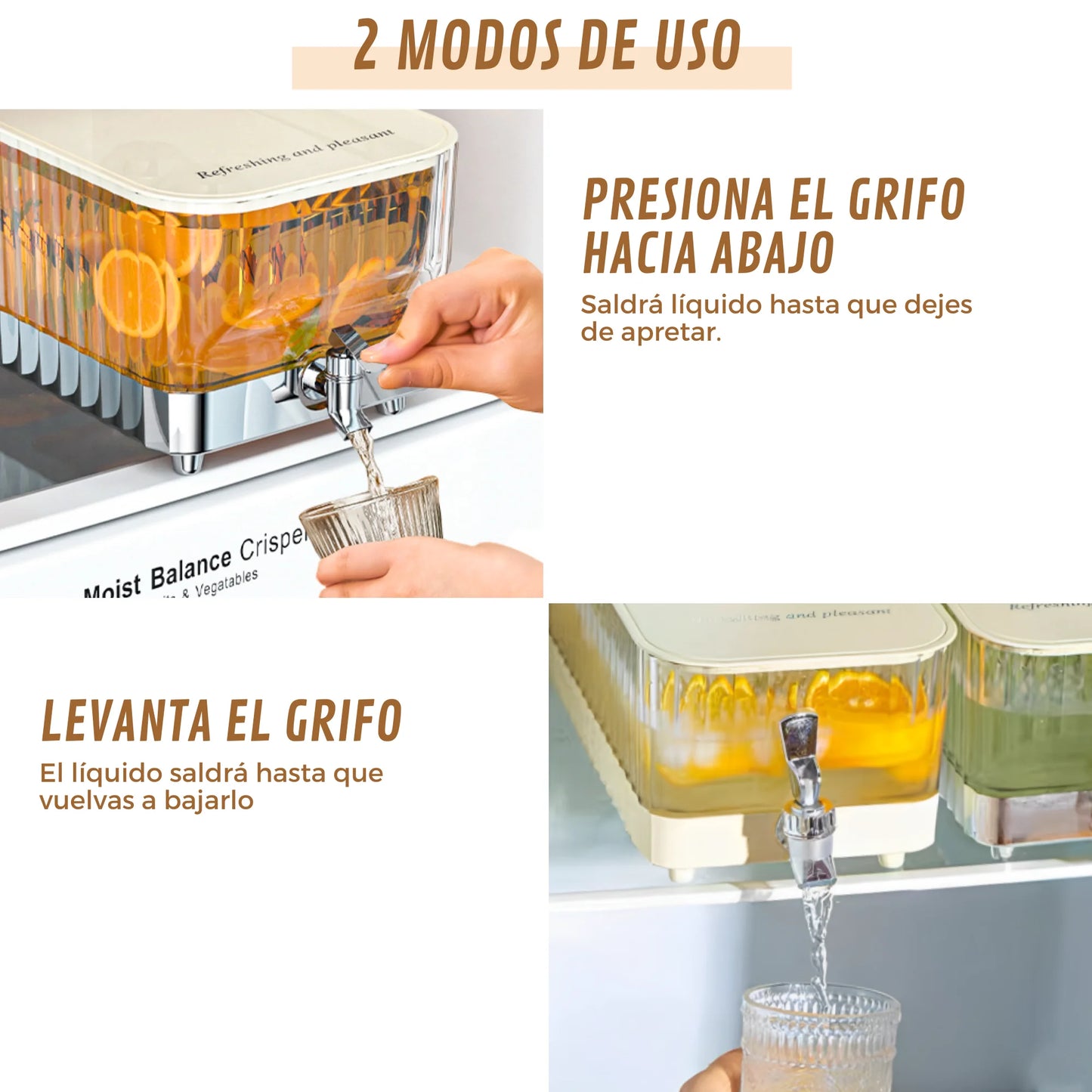 Dispensador de bebidas Xokotaki con grifo y capacidad de 5,3 l. Jarra de agua para refrigerador con dispensador. Contenedor para bebidas para refrigerador. Dispensador de agua con grifo.