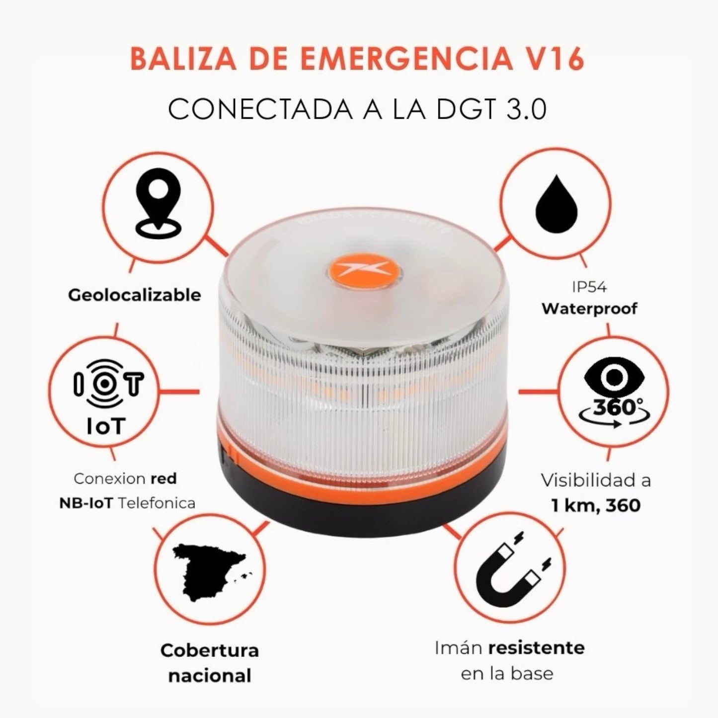 Luz de emergencia V16 para coches aprobada por la DGT.