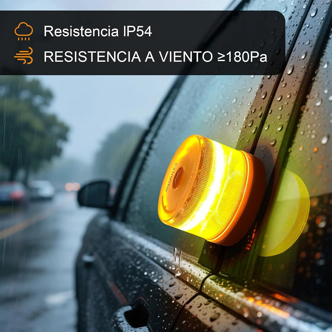 Baliza V16 Homologada DGT con Geolocalización y Señal LED 360º de Alta Intensidad para Máxima Seguridad en Carretera durante Averías, Paradas o Emergencias con Base Imantada.