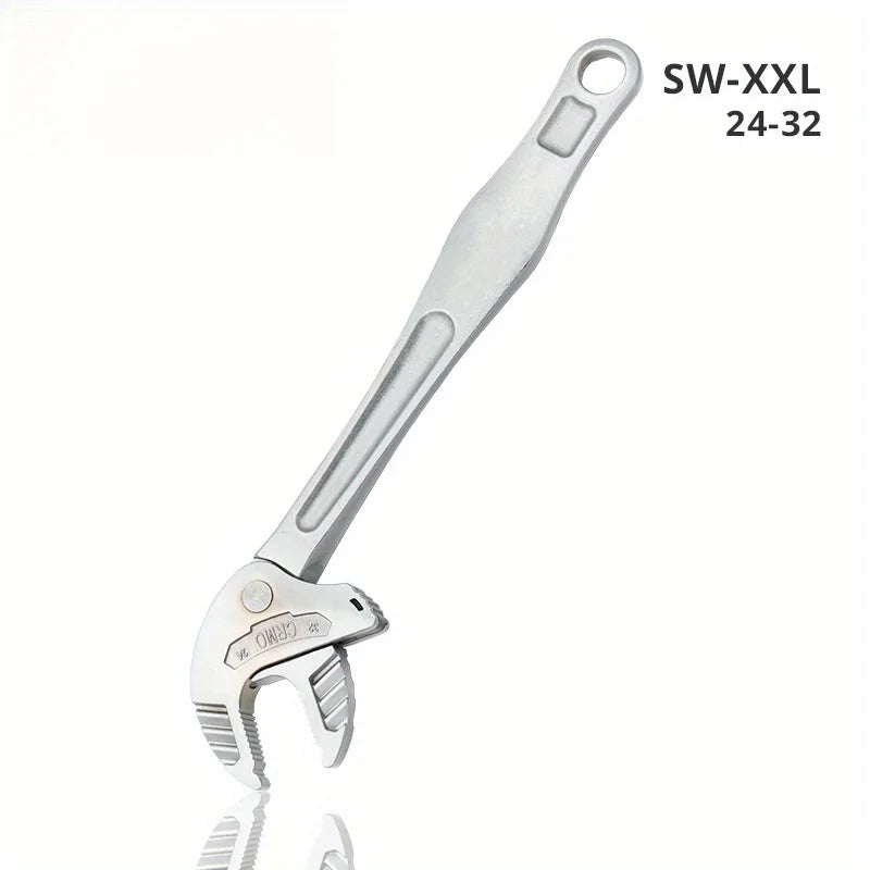 Llave de garra de cangrejo industrial de alta resistencia con trinquete autoajustable y mordaza ancha para la fabricación de tuberías de automoción.