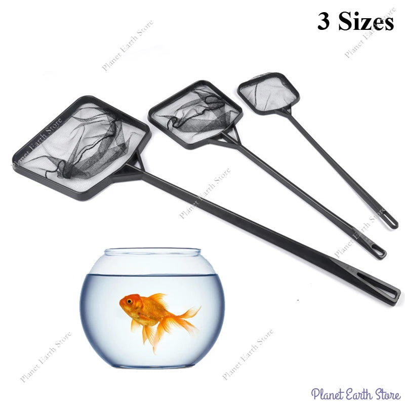Red de pesca portátil de mango largo cuadrada, accesorios para acuario, red de pesca, red de cuchara, red de alta calidad para pecera, 3 tamaños