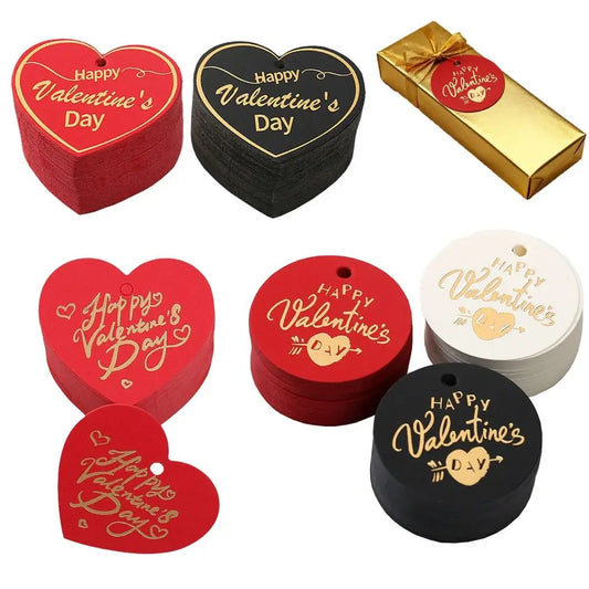 100 tarjetas con forma de corazón para San Valentín, etiquetas colgantes de papel blanco y rojo para decoración de tartas, manualidades, etiquetas de regalo