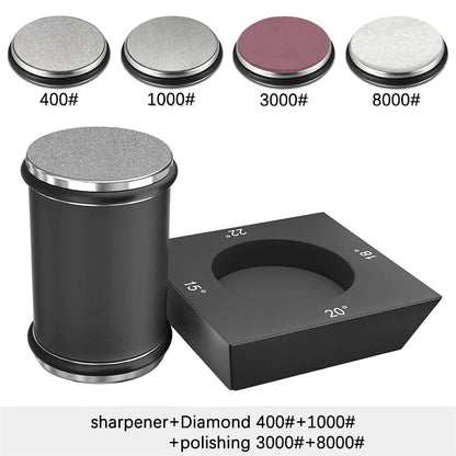 Kit de afilador de cuchillos de 4 ángulos con rodillo de filo recto y piedra de afilar de diamante industrial.