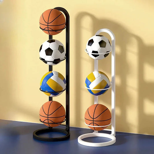 Soporte de metal para balones de fútbol, baloncesto, voleibol.