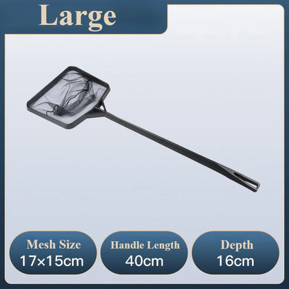Red de pesca portátil de mango largo cuadrada, accesorios para acuario, red de pesca, red de cuchara, red de alta calidad para pecera, 3 tamaños