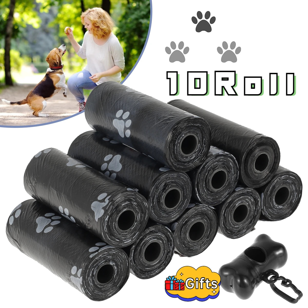 Bolsas para excrementos de perro (10/50 rollos) para exteriores, ecológicas.