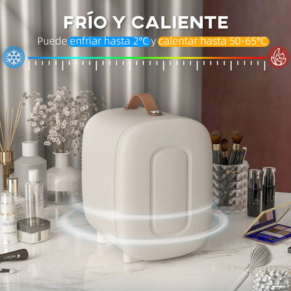 Nevera cosmética HOMCOM 4L frío-calor 20,3x26,3x28 cm crema