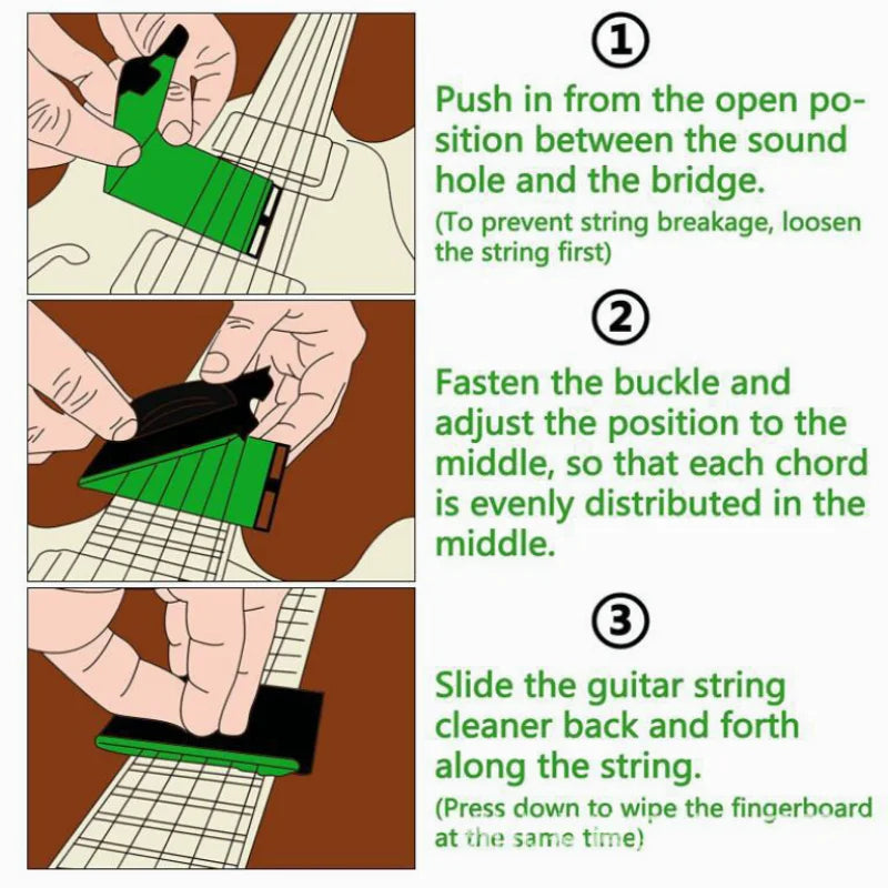Limpiador de cuerdas para guitarra eléctrica y bajo, herramienta de limpieza, mantenimiento y cuidado.
