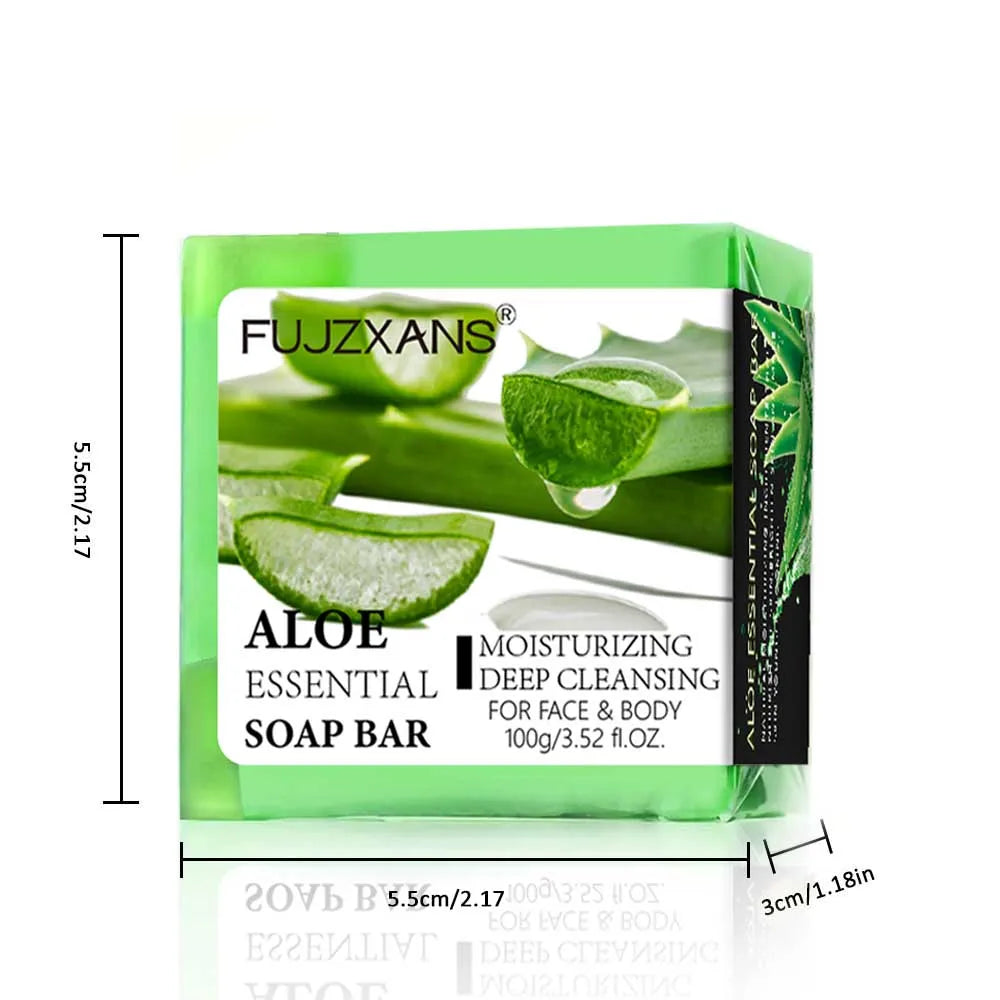 Jabón de Aloe Vera para el Rostro 100g Jabón Artesanal Hidratante para Rostro y Cuerpo con Aceite Esencial