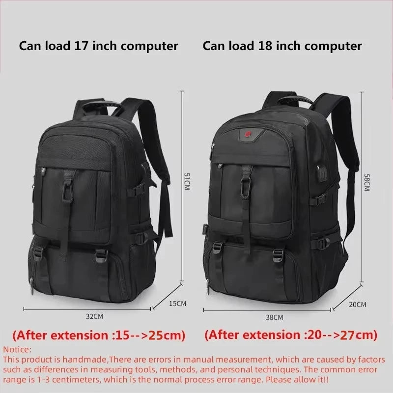 Mochila de viaje grande para hombre, 50 l y 80 l, con compartimento independiente para zapatos, ideal para deportes al aire libre, impermeable, color negro.