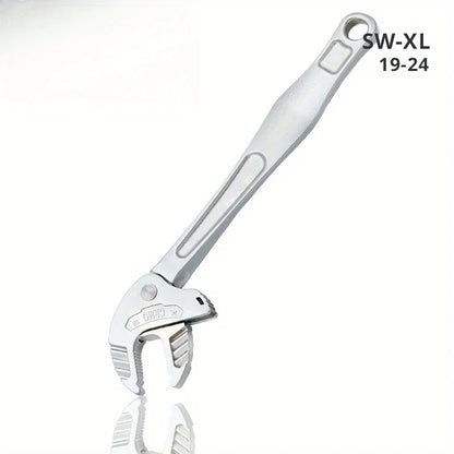 Llave de garra de cangrejo industrial de alta resistencia con trinquete autoajustable y mordaza ancha para la fabricación de tuberías de automoción.