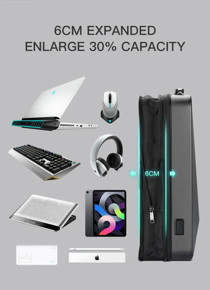 Mochila BOPAI para portátil de 17,3 pulgadas, antirrobo, impermeable, para viajes, para hombre, con carga USB