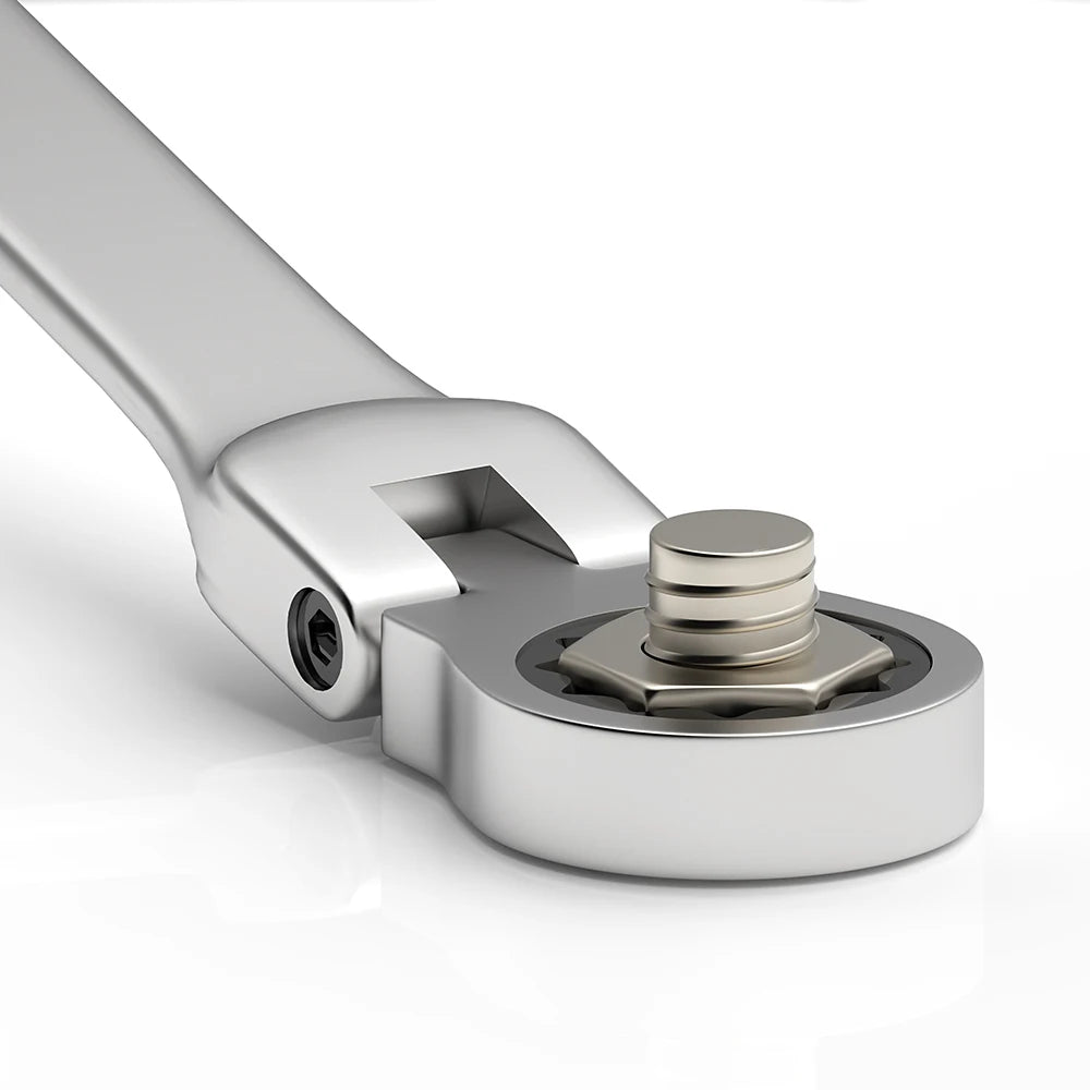 Juego de llaves combinadas de trinquete, llave de trinquete de cabeza flexible métrica de 6-22 mm, llave de acero al cromo-vanadio con bolsa