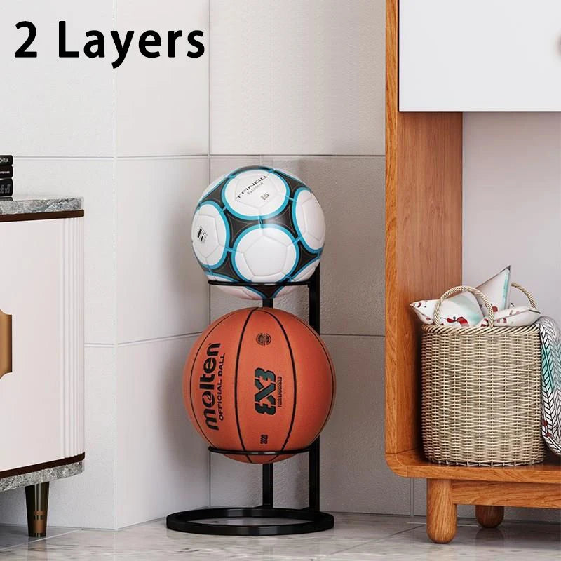 Soporte de metal para balones de fútbol, baloncesto, voleibol.