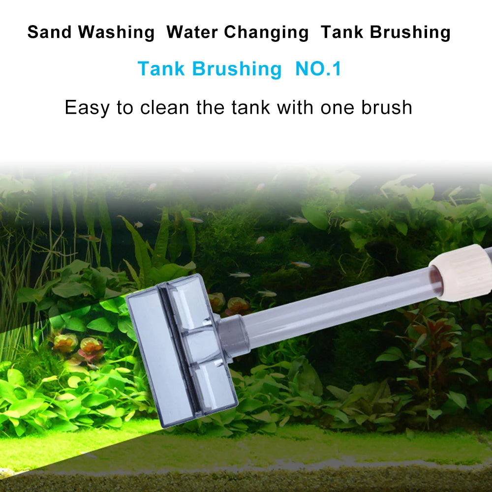 Limpiador de grava eléctrico para acuarios, limpieza de peceras con doble fuente de alimentación para una limpieza eficiente y cambio de agua de 90 grados.
