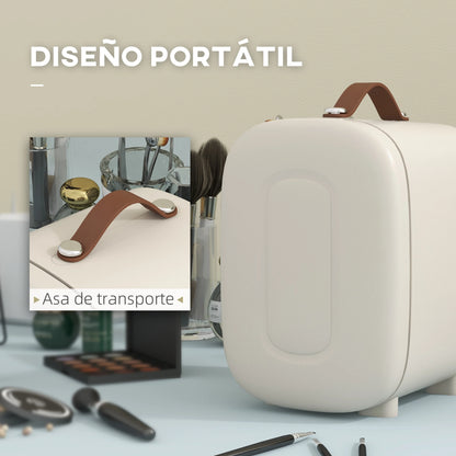 Nevera cosmética HOMCOM 4L frío-calor 20,3x26,3x28 cm crema