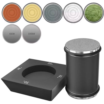 Kit de afilador de cuchillos de 4 ángulos con rodillo de filo recto y piedra de afilar de diamante industrial.