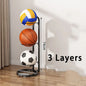 Soporte de metal para balones de fútbol, baloncesto, voleibol.