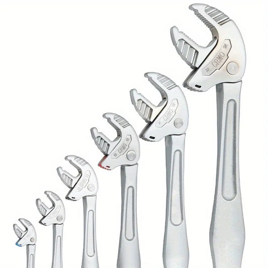 Llave de garra de cangrejo industrial de alta resistencia con trinquete autoajustable y mordaza ancha para la fabricación de tuberías de automoción.