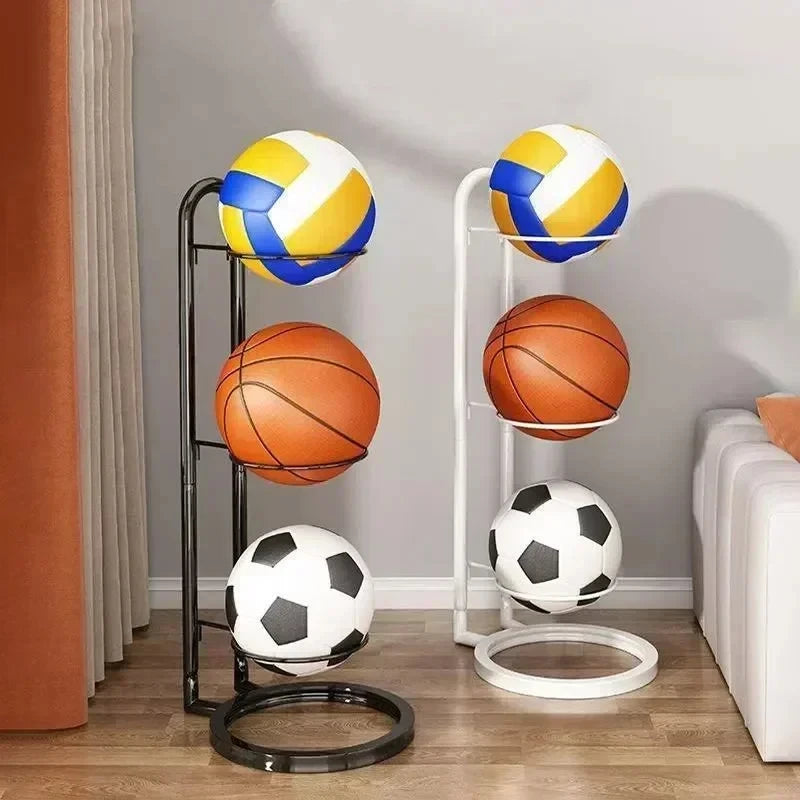 Soporte de metal para balones de fútbol, baloncesto, voleibol.