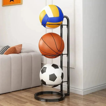 Soporte de metal para balones de fútbol, baloncesto, voleibol.